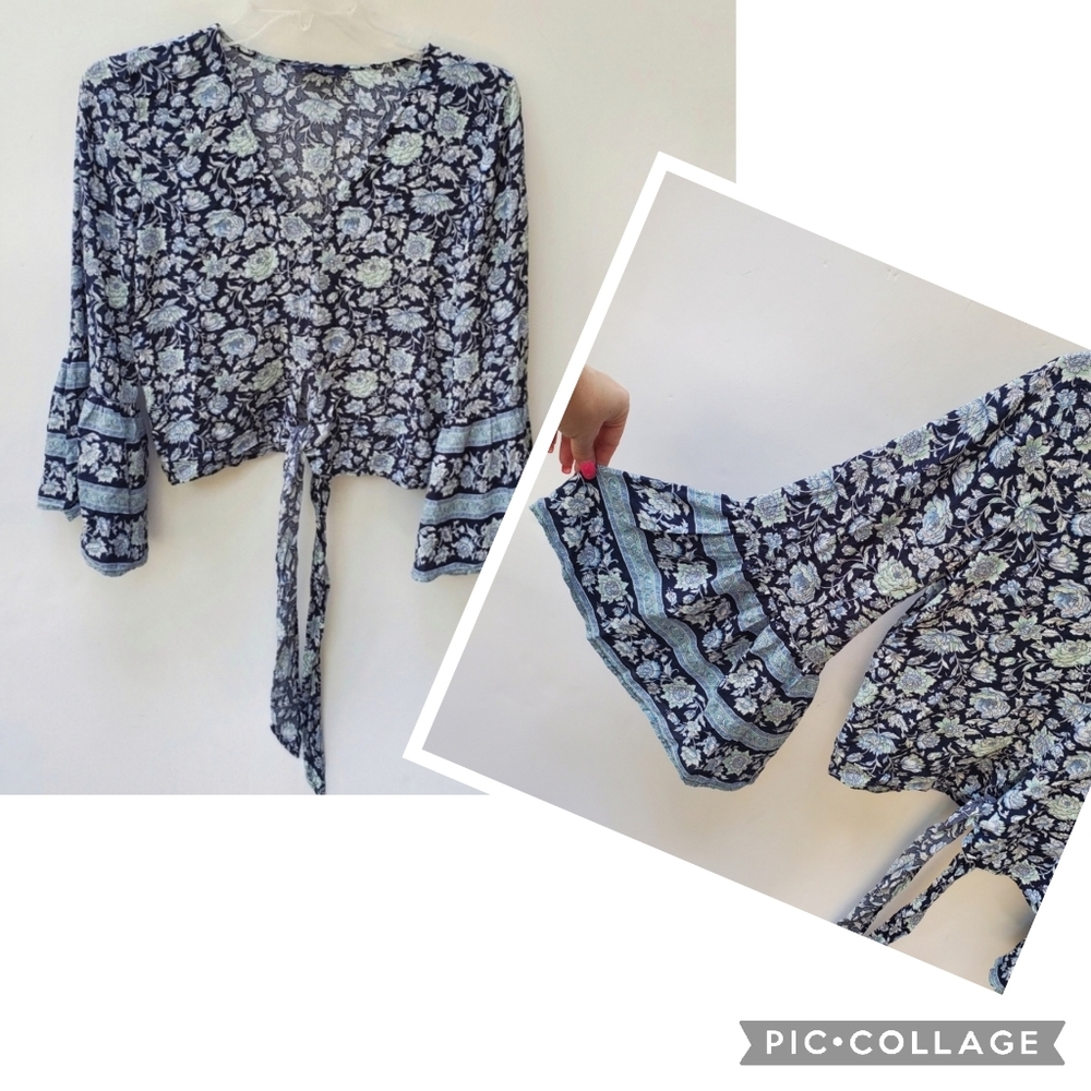 AMERICAN Eagle Boho Crop w/ Ties Belle Cuff Size M - EUC!